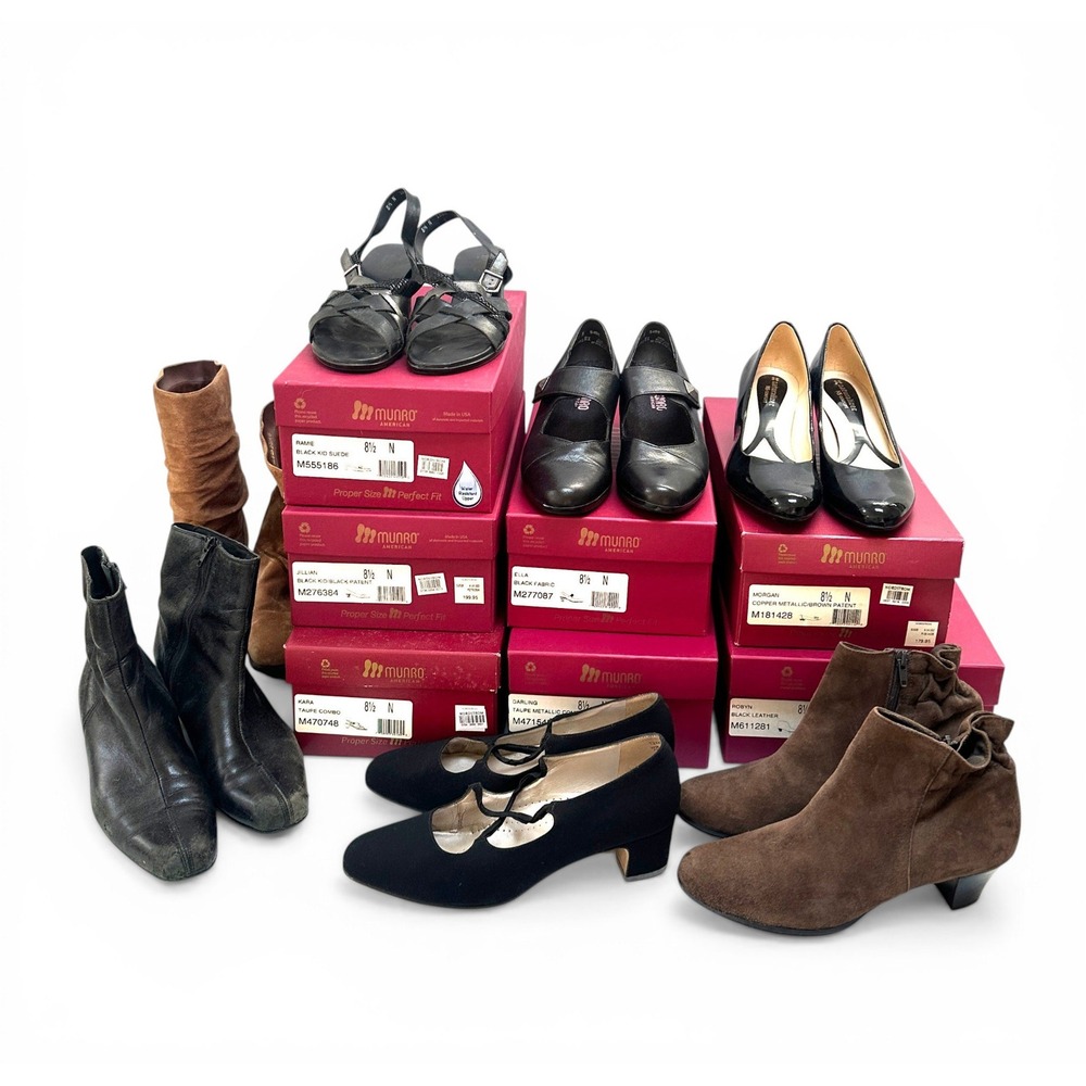 Womens‎ Shoe Lot Size 8.5 Narrow Boots Heels Munro Shoes Leather Suede Bundle